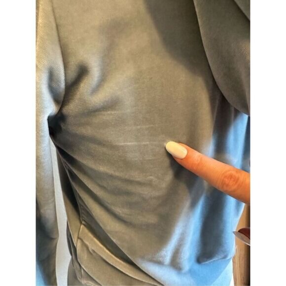 I.AM.GIA Kameron Velour Zip Up Jacket Women Small Blue Bedazzled Ruched - Picture 5 of 16